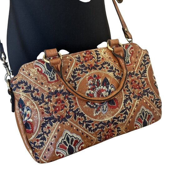 Patricia Nash Womens Leather Purse Embroidered Brown Boho Crossbody Handcrafted - Picture 1 of 13